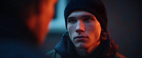 The tense staneven detail crackles like lightning between two urban souls.