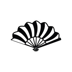 Striped Hand Folding Fan Outline Vector Icon