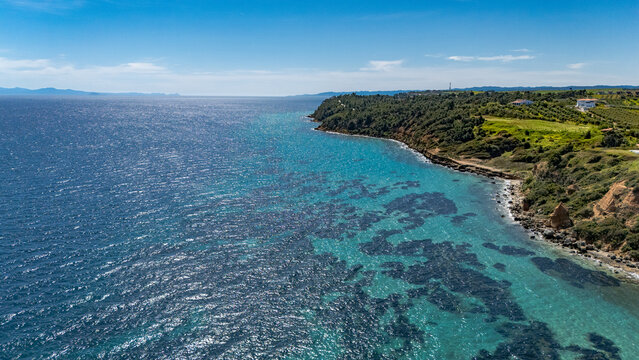 Aerial view of Nea Fokaia, Chalkidiki, Greece