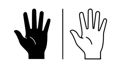 Fototapeta premium Hands outline and solid shape with transparent background