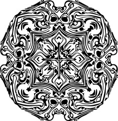 Fototapeta premium Intricate black and white ornamental design with elegant floral and geometric patterns, perfect for luxurious branding and creative projects