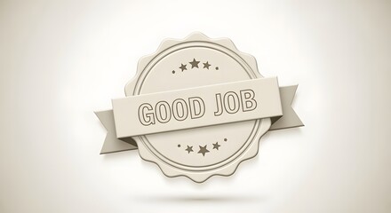 Premium-quality Good Job seal design with ribbon and embossed effect, perfect for certificates, web, and print design.