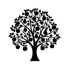 Fruit tree with apples and pears with transparent background