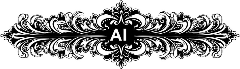 Elegant AI-themed decorative flourish design, perfect for branding, logos, and digital art projects, offering classic sophistication.