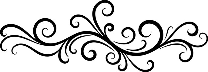 Elegant black flourish design adds a sophisticated touch to invitations, borders, and decorative elements for a refined aesthetic.