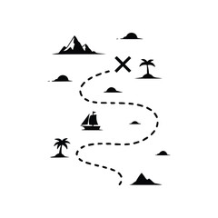 Naklejka premium Pirate Treasure Map Path Vector Illustration