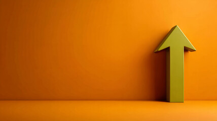 Orange arrow pointing upwards on an orange background.