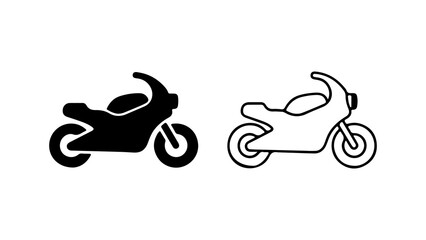 Fototapeta premium Motorcycle icons with outline and solid fill with transparent background