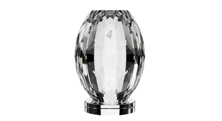 Elegant Crystal Award Trophy on Transparent Background with Reflective Surface