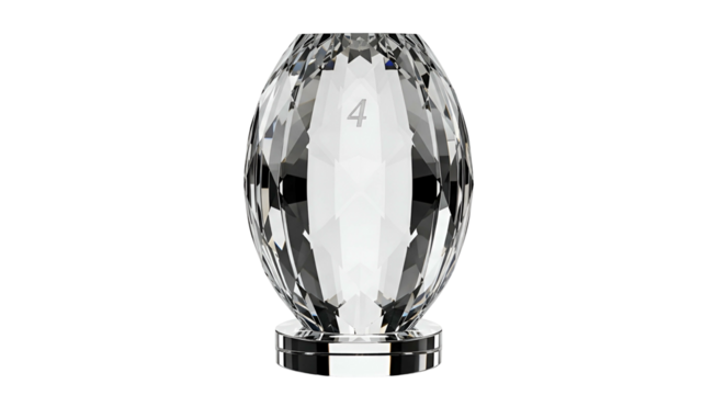 Elegant Crystal Award Trophy on Transparent Background with Reflective Surface