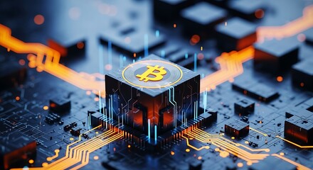 Bitcoin technology digital circuit board cryptocurrency