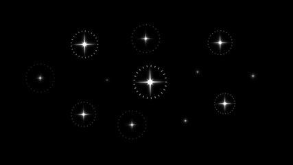 4K Circle blast firework motion graphics, ellipse burst and twinkle star animation, white glowing stars sparkle, star twinkling for festive holiday event, christmas star on black background video - Powered by Adobe