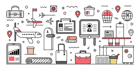 Collection of travel and transportation icons for seamless journeys and adventures