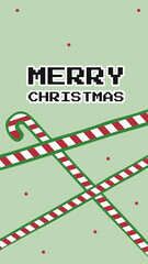 Fototapeta premium Colorful Merry Christmas design with candy canes on a green background