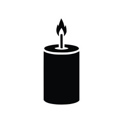 Simple Cylindrical Candle Flame Solid Glyph Vector Icon