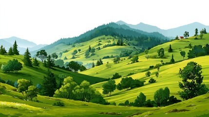 Obraz premium Green hills landscape nature
