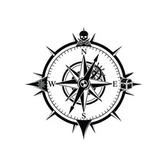 Obraz premium Pirate Compass Rose Navigation Vector Illustration