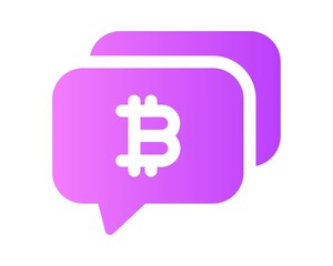 Fototapeta premium Bitcoin chat icon. Cryptocurrency sign. Digital currency symbol.