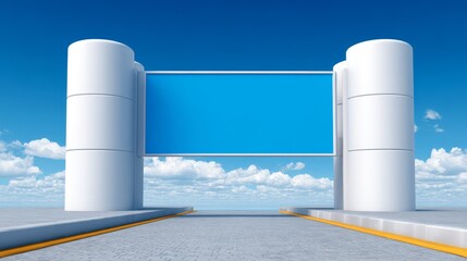 Obraz premium Expansive blue sky with fluffy white clouds serene natural weather background vast blue sky soft white clouds peaceful natural outdoor scene.