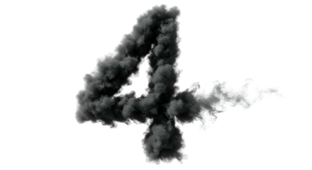Dark Smoke Number Four with Explosive Effect on Transparent Background