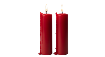 Red Candles Burning on Transparent Background for Romantic or Candlelight Decor