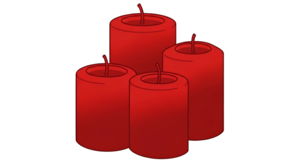 Red Candles Set on Transparent Background for Cozy Atmosphere and Romantic Decor