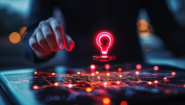 A hand interacts with a digital interface, highlighting a glowing question mark above a network of data points, symbolizing inquiry and technology. - Powered by Adobe