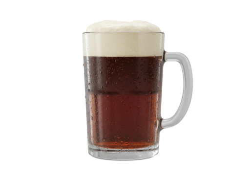 Refreshing dark beer in a glass mug PNG illustration isolated on transparent background Perfect for summer drinks