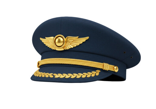 Navy blue pilot hat PNG illustration isolated on transparent background for aviation themes Realistic design
