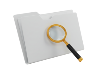 Folder with Magnifying Glass PNG on Transparent Background Isolated Search Concept Illustration