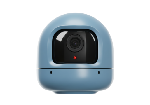 Modern blue security camera PNG illustration isolated on transparent background for design projects Surveillance system