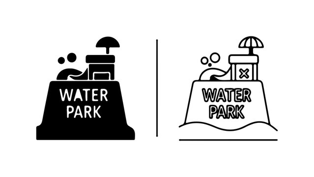 Water park sign with people with transparent background