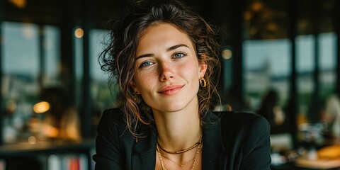Photo of a female CEO businesswoman in her private office
