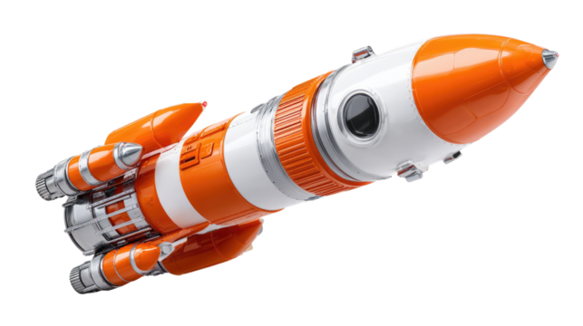Rocket to the Skies: A vibrant, futuristic rocket ship ascends against the boundless sky, symbolizing the limitless possibilities of innovation and the human quest for exploration.
