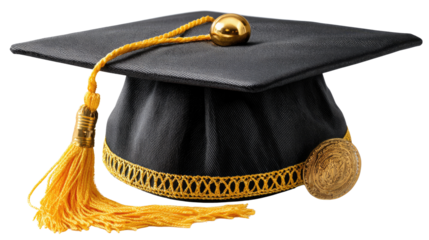 Academic Pinnacle: A traditional graduation cap, signifying academic achievement, is presented in a studio setting. This cap embodies the culmination of years of hard work, dedication.