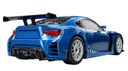 Blue Speedster: A sleek, dynamic blue sports car, showcasing a powerful design with aerodynamic enhancements, ready to dominate the road and embody the spirit of speed and performance.