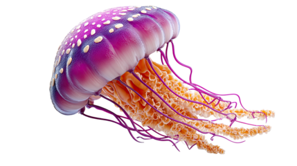 Mystic Medusa: A vibrant jellyfish dances in the deep, exhibiting an array of colors, its tentacles flowing like celestial threads. 