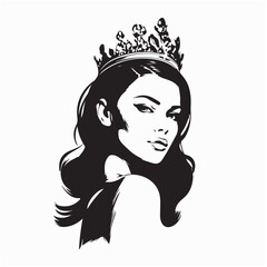 Elegant Miss Contest Winner Silhouette Vector Design on white background