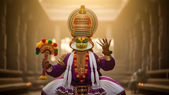 Traditional wear and make up of kerala dancer