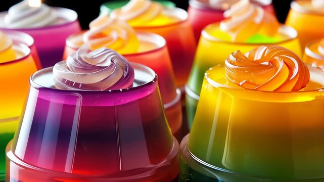 Vibrant colorful candles with whipped cream swirls illuminate in a sequence of gradient layers