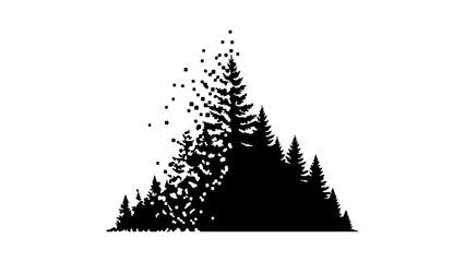 Abstract Pine Forest Silhouette With Particle Dispersion Effect © Adobe