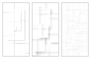 Modern Abstract Random offset white square cube boxes block Silver color square pattern on banner set with shadow. Abstract pattern, vector design on transparent background.