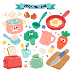 Cute Cooking Tools and Ingredients Illustration