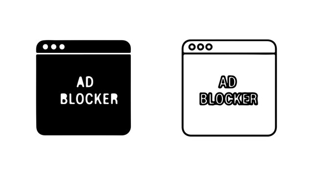 Ad Blocker Web Browser Window Icon Set