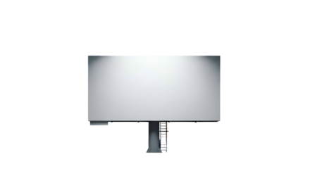 Empty White Movie Screen on Transparent Background with Ladder and Stage Lighting