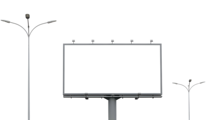 Blank Outdoor Billboards with Streetlights in Night Scene