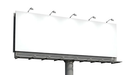 Obraz premium Large Empty White Billboard with Spotlights Against Dark Sky