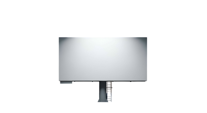 Empty White Movie Screen on Transparent Background with Ladder and Stage Lighting