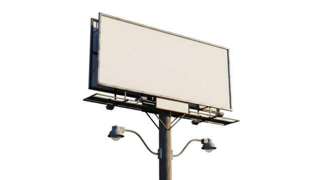 Empty Outdoor Billboards on Tall Wooden Pole with Security Cameras in Night Scene