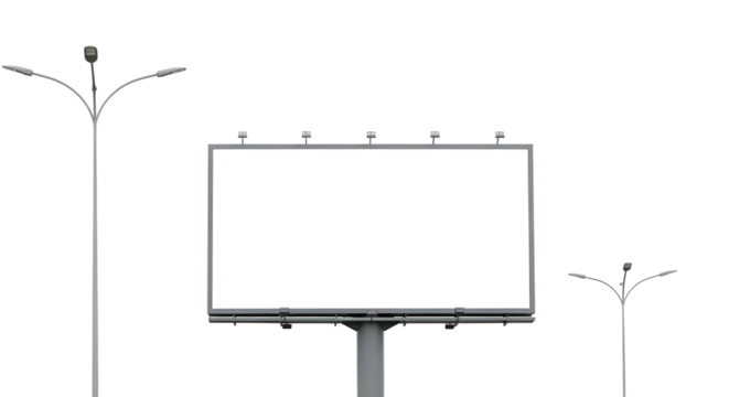 Blank Outdoor Billboards with Streetlights in Night Scene